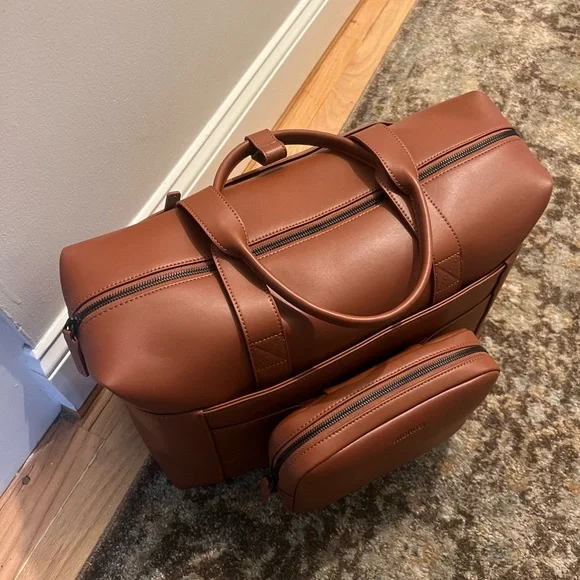Monos Travel Metro Duffel carry on luggage in Mahogany— BRAND NEW
